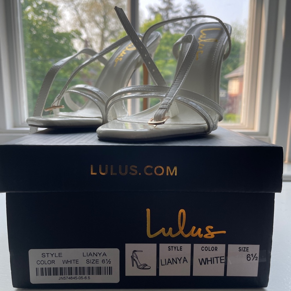 Lianya White Patent Ankle Strap Heels UNWORN